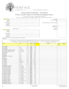 Heritage Seedlings Availability List PDF